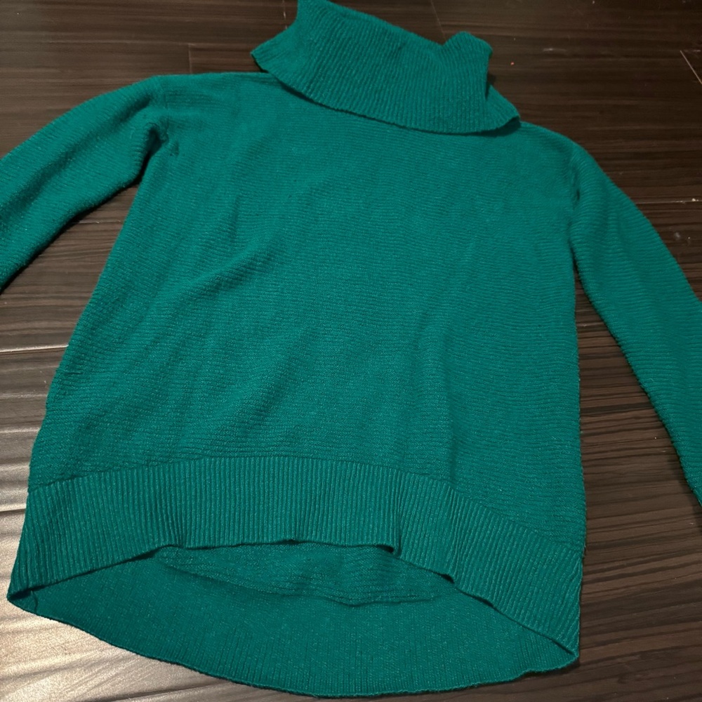 LOFT Green Turtleneck Long Sleeve Knit Soft Sweater Size Small